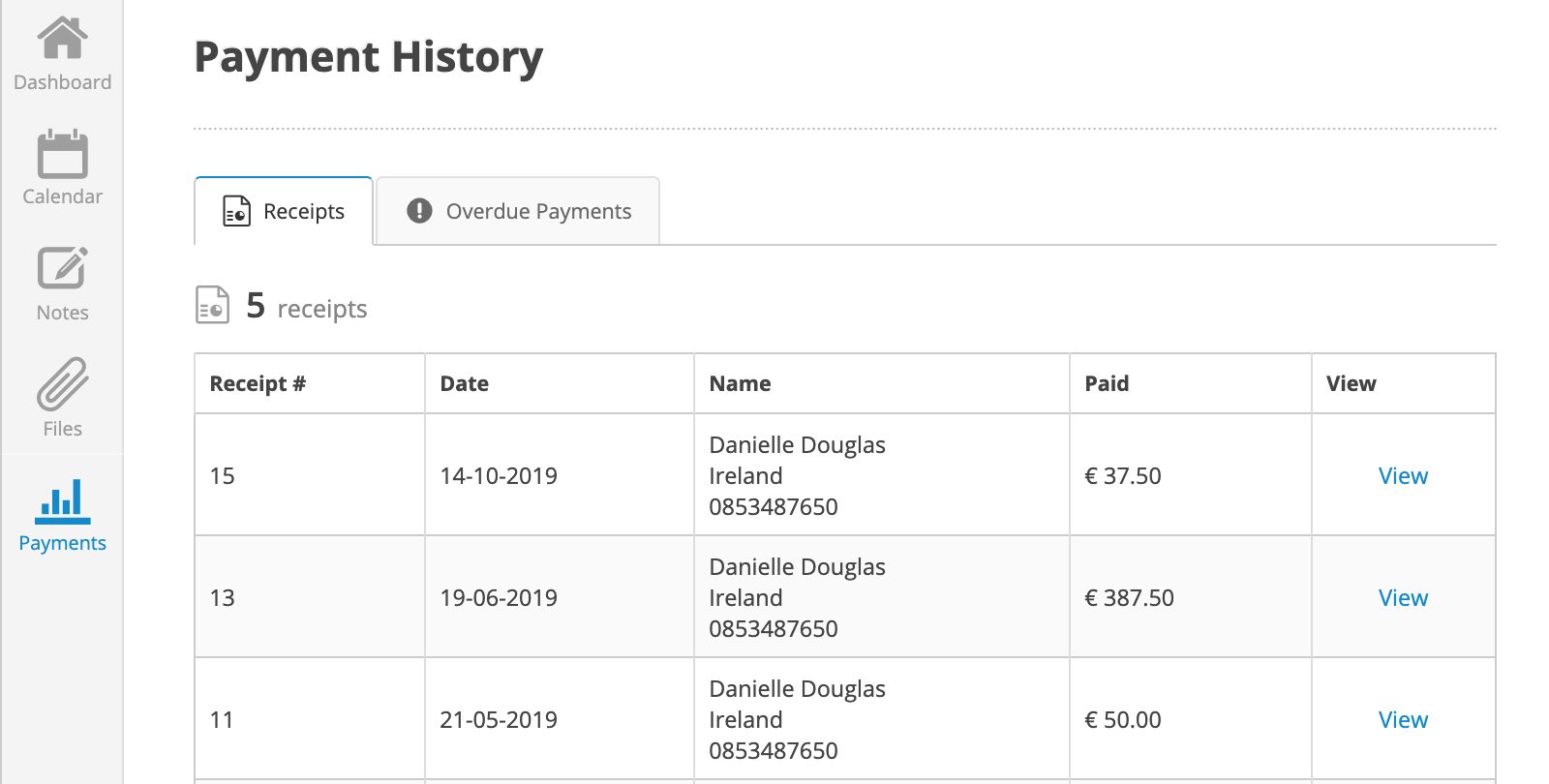 View Payments Made