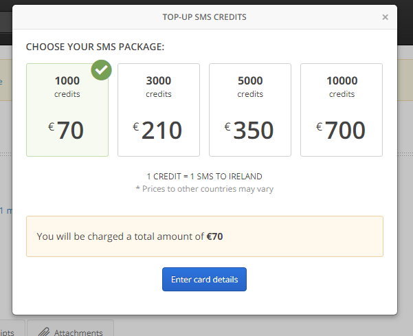 Top Up SMS Credits